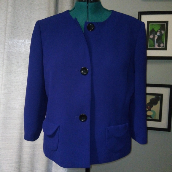 Jones Studio 3/4 Sleeve Blazer in Deep Purple Sz 16 - Picture 14 of 16